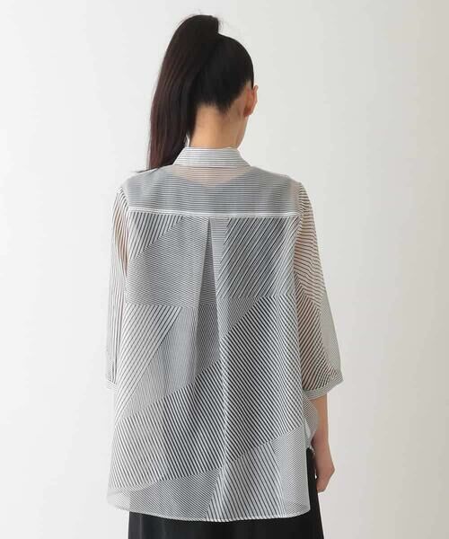 HIROKO BIS / ヒロコビス シャツ・ブラウス | シアーストライプブラウス /洗える | 詳細2