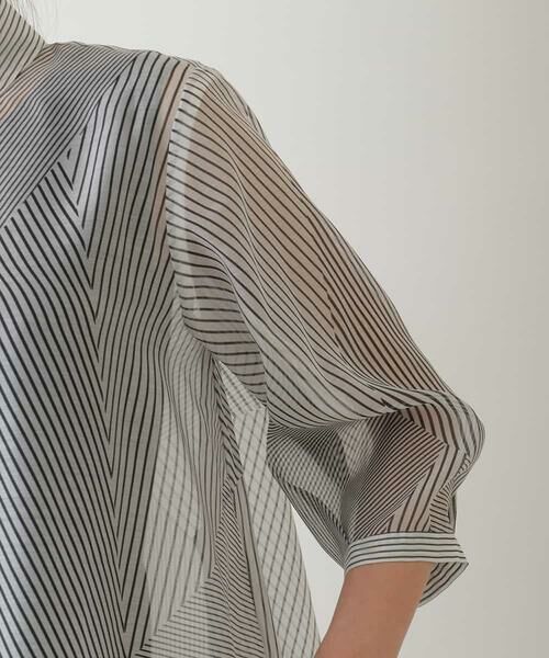 HIROKO BIS / ヒロコビス シャツ・ブラウス | シアーストライプブラウス /洗える | 詳細5