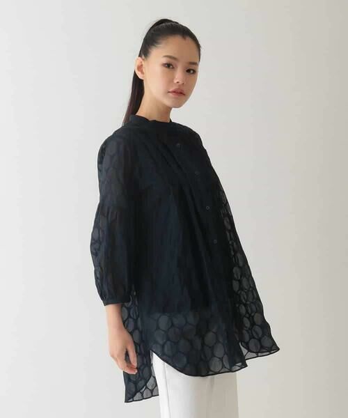 HIROKO BIS / ヒロコビス シャツ・ブラウス | ドットシアータックロングシャツ /洗える | 詳細14