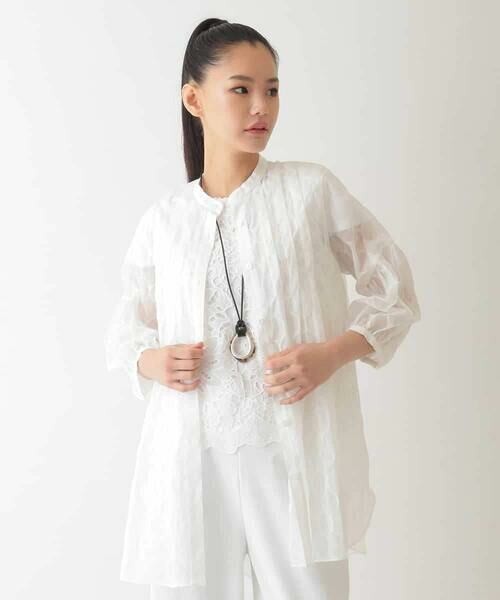 HIROKO BIS / ヒロコビス シャツ・ブラウス | ドットシアータックロングシャツ /洗える | 詳細16