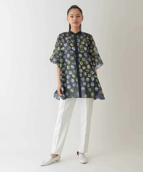 HIROKO BIS / ヒロコビス シャツ・ブラウス | ストライプドット柄プリントブラウス /洗濯機で洗える | 詳細10