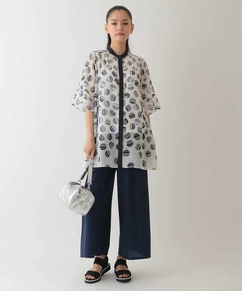 HIROKO BIS / ヒロコビス シャツ・ブラウス | ストライプドット柄プリントブラウス /洗濯機で洗える | 詳細12