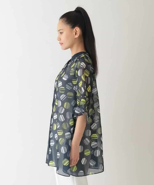 HIROKO BIS / ヒロコビス シャツ・ブラウス | ストライプドット柄プリントブラウス /洗濯機で洗える | 詳細2