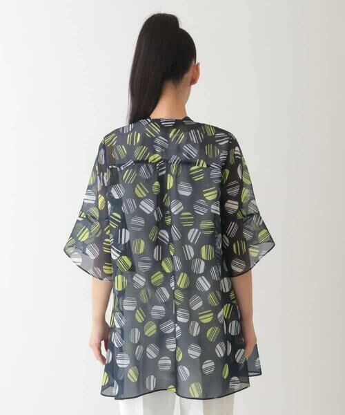 HIROKO BIS / ヒロコビス シャツ・ブラウス | ストライプドット柄プリントブラウス /洗濯機で洗える | 詳細3