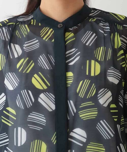 HIROKO BIS / ヒロコビス シャツ・ブラウス | ストライプドット柄プリントブラウス /洗濯機で洗える | 詳細4