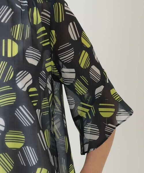 HIROKO BIS / ヒロコビス シャツ・ブラウス | ストライプドット柄プリントブラウス /洗濯機で洗える | 詳細6