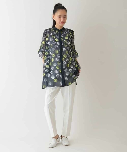 HIROKO BIS / ヒロコビス シャツ・ブラウス | ストライプドット柄プリントブラウス /洗濯機で洗える | 詳細9