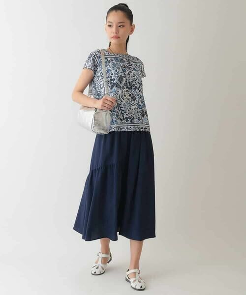 HIROKO BIS / ヒロコビス カットソー | フラワープリントフレンチスリーブカットソー /洗濯機で洗える | 詳細14