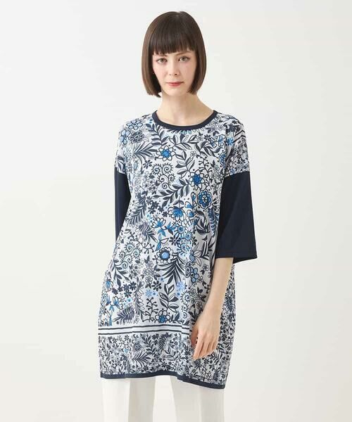 HIROKO BIS / ヒロコビス チュニック | フラワープリントチュニックカットソー /洗濯機で洗える | 詳細13