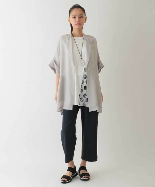 HIROKO BIS / ヒロコビス チュニック | ストライプドットイレギュラーヘムカットソー /洗える | 詳細11