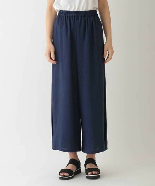 HIROKO BIS/ヒロコビス リネンライクドライイージーワイドパンツ /洗濯機で洗える ネイビー L HIROKO BIS/ヒロコビス リネンライクドライイージーワイドパンツ /洗濯機で洗える ネイビー L