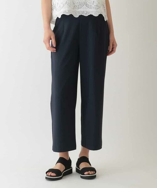 HIROKO BIS / ヒロコビス その他パンツ | 【接触冷感/吸汗速乾】ドライストレッチワイドプルオンパンツ /洗濯機で洗える(ネイビー)