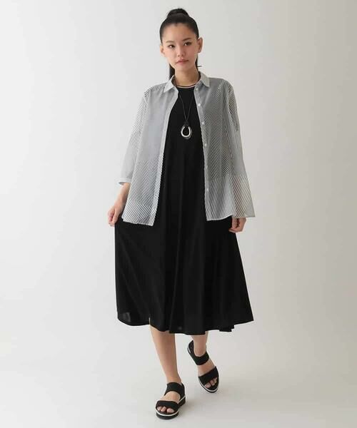 HIROKO BIS / ヒロコビス ロング・マキシ丈ワンピース | 【接触冷感】ラインアクセントジャージーワンピース /洗える | 詳細11