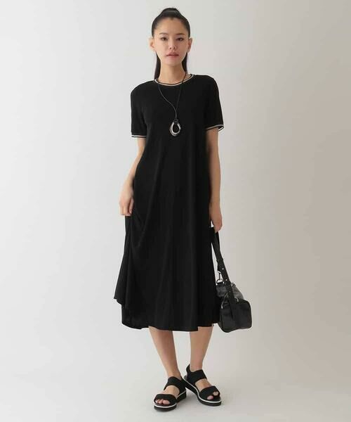 HIROKO BIS / ヒロコビス ロング・マキシ丈ワンピース | 【接触冷感】ラインアクセントジャージーワンピース /洗える | 詳細9