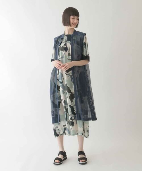 HIROKO BIS / ヒロコビス ベスト | ナチュラルメッシュロングジレ /洗える | 詳細11