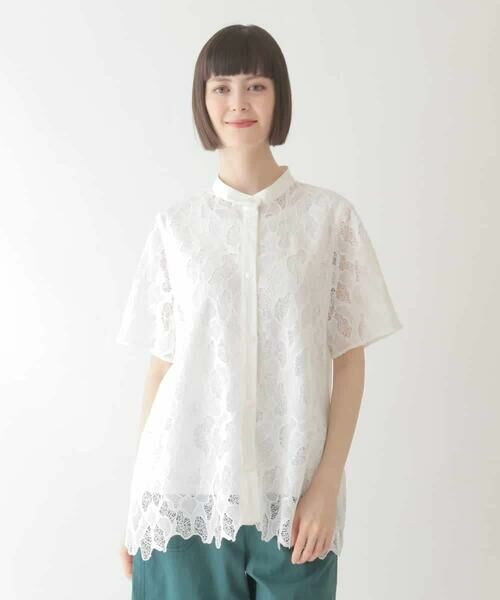 HIROKO BIS / ヒロコビス シャツ・ブラウス | 迷彩レースジョイントブラウス /洗える | 詳細8