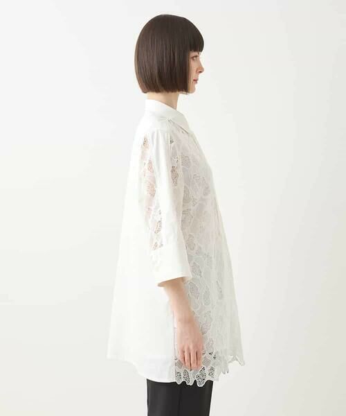 美品✨ ミヤコ レース 切替 チュニック ブラウス 日本製 ベージュ 美品✨ ミヤコ レース 切替 チュニック ブラウス 日本製