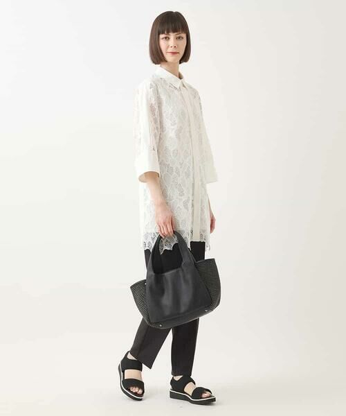 alohaさま専用 HIROKO BIS 黒レースチュニック➕モスぐリーン2枚 セール】 花柄カットジャカードチュニック /洗える （チュニック