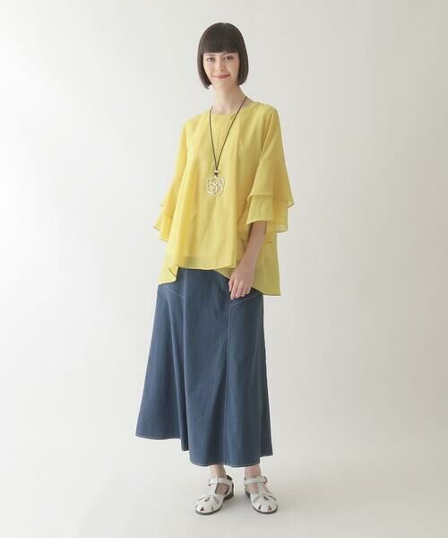 HIROKO BIS / ヒロコビス ロング・マキシ丈スカート | リネンライクストレッチフレアスカート /洗える | 詳細10