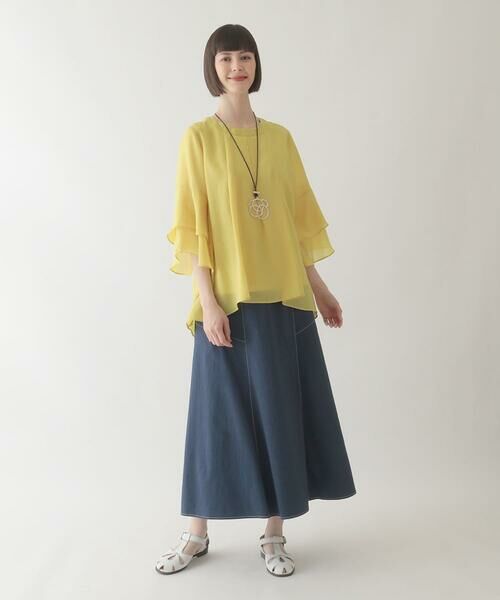 HIROKO BIS / ヒロコビス ロング・マキシ丈スカート | リネンライクストレッチフレアスカート /洗える | 詳細11