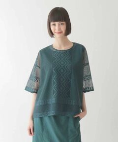 HIROKO BIS / ヒロコビス カットソー | ラッセルメッシュデザインカットソー /洗濯機で洗える