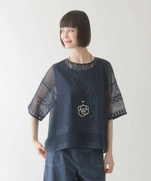 HIROKO BIS / ヒロコビス カットソー | ラッセルメッシュデザインカットソー /洗濯機で洗える | 詳細8