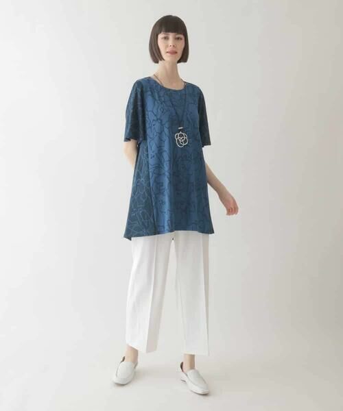 HIROKO BIS / ヒロコビス チュニック | カトレア柄バイカラーデザインチュニック /洗える | 詳細10