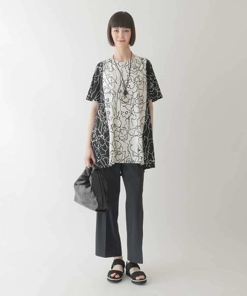 HIROKO BIS / ヒロコビス チュニック | カトレア柄バイカラーデザインチュニック /洗える | 詳細12