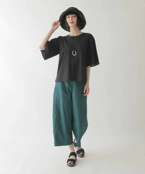 HIROKO BIS / ヒロコビス シャツ・ブラウス | 【接触冷感】コットンレースボリューム袖カットソー /洗える | 詳細12