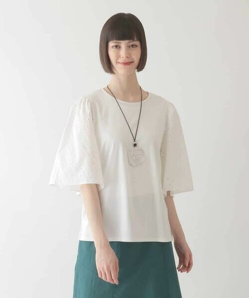 HIROKO BIS / ヒロコビス シャツ・ブラウス | 【接触冷感】コットンレースボリューム袖カットソー /洗える | 詳細13
