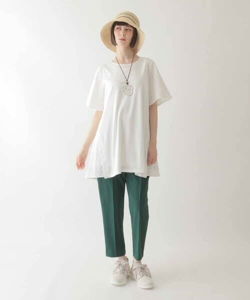 HIROKO BIS / ヒロコビス チュニック | 【接触冷感】コットンレース切り替えデザインチュニック /洗える | 詳細12