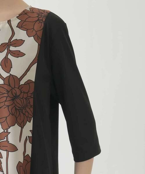 美品チュニック(ヒロコビス) セール】 幾何フラワー切り替えデザインチュニック /洗える