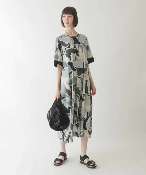 HIROKO BIS / ヒロコビス ロング・マキシ丈ワンピース | 迷彩フラワーコクーンデザインワンピース /洗濯機で洗える | 詳細10