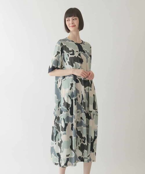 HIROKO BIS / ヒロコビス ロング・マキシ丈ワンピース | 迷彩フラワーコクーンデザインワンピース /洗濯機で洗える | 詳細8