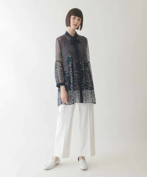 HIROKO BIS / ヒロコビス シャツ・ブラウス | 【ボウタイ付き】楊柳シフォンフラワープリントブラウス /洗える | 詳細14