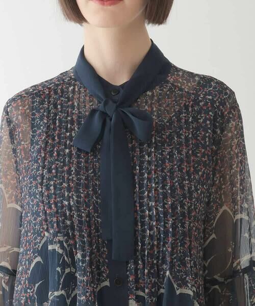 HIROKO BIS / ヒロコビス シャツ・ブラウス | 【ボウタイ付き】楊柳シフォンフラワープリントブラウス /洗える | 詳細4