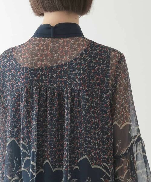 HIROKO BIS / ヒロコビス シャツ・ブラウス | 【ボウタイ付き】楊柳シフォンフラワープリントブラウス /洗える | 詳細5