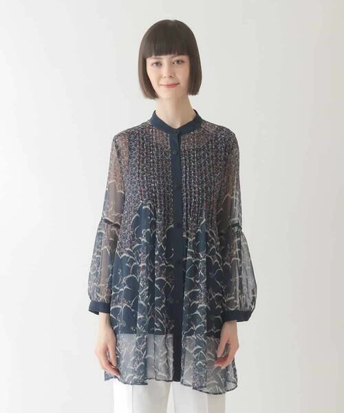 HIROKO BIS / ヒロコビス シャツ・ブラウス | 【ボウタイ付き】楊柳シフォンフラワープリントブラウス /洗える | 詳細9