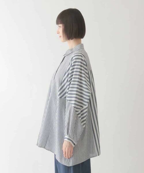 HIROKO BIS / ヒロコビス シャツ・ブラウス | ストライプパターンデザインブラウス /洗える | 詳細1