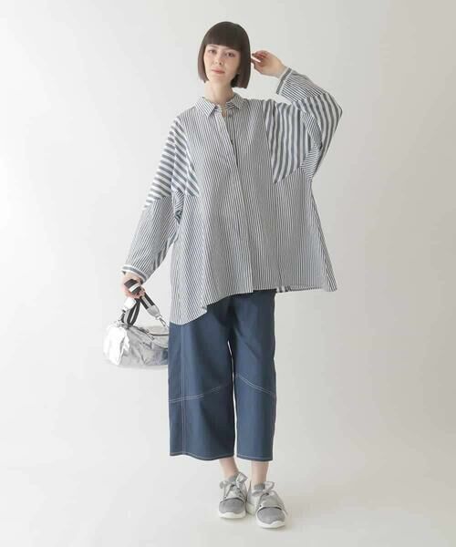 HIROKO BIS / ヒロコビス シャツ・ブラウス | ストライプパターンデザインブラウス /洗える | 詳細9