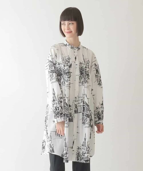 HIROKO BIS / ヒロコビス シャツ・ブラウス | アートプリントタックデザインブラウス /洗える | 詳細8