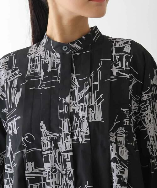 HIROKO BIS / ヒロコビス シャツ・ブラウス | アートプリントタックデザインブラウス /洗える | 詳細14