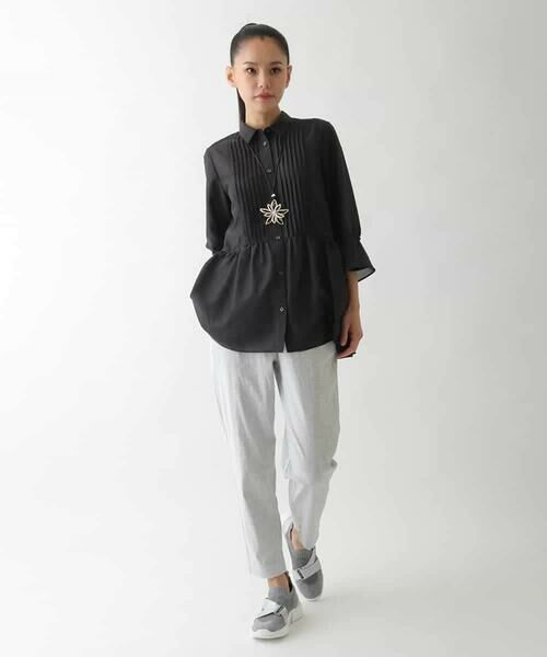 HIROKO BIS / ヒロコビス シャツ・ブラウス | ピンタックギャザー切り替えシアーブラウス /洗濯機で洗える | 詳細14