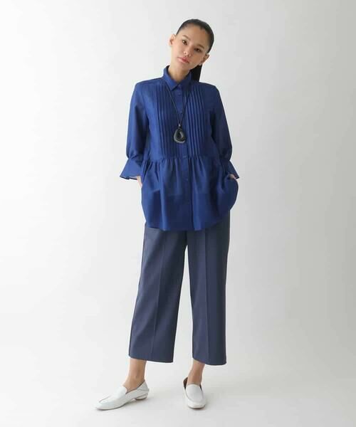 HIROKO BIS / ヒロコビス シャツ・ブラウス | ピンタックギャザー切り替えシアーブラウス /洗濯機で洗える | 詳細9