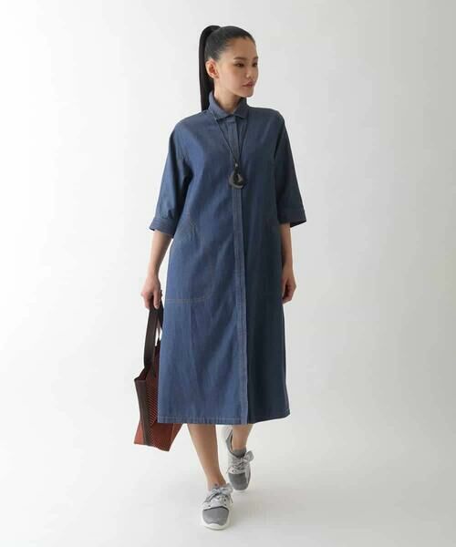 HIROKO BIS / ヒロコビス ロング・マキシ丈ワンピース | ステッチポイントデニムワンピース /洗える | 詳細12