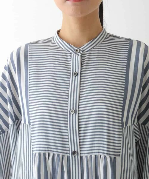 HIROKO BIS / ヒロコビス ロング・マキシ丈ワンピース | ストライプパターン切り替えデザインワンピース /洗える | 詳細3