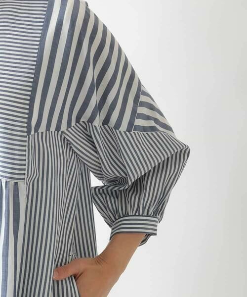 HIROKO BIS / ヒロコビス ロング・マキシ丈ワンピース | ストライプパターン切り替えデザインワンピース /洗える | 詳細5