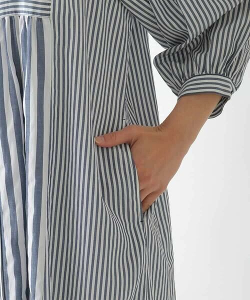 HIROKO BIS / ヒロコビス ロング・マキシ丈ワンピース | ストライプパターン切り替えデザインワンピース /洗える | 詳細6