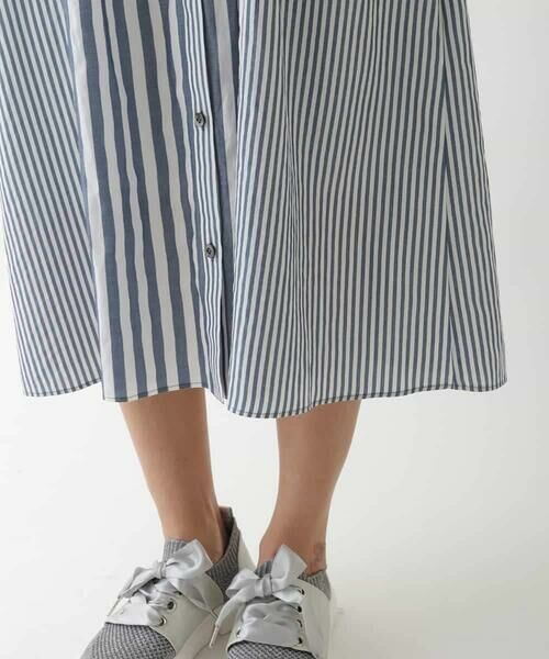 HIROKO BIS / ヒロコビス ロング・マキシ丈ワンピース | ストライプパターン切り替えデザインワンピース /洗える | 詳細7