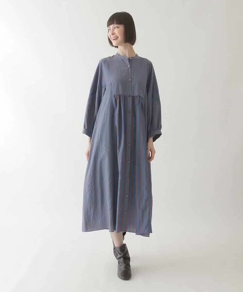 HIROKO BIS / ヒロコビス ロング・マキシ丈ワンピース | ストライプパターン切り替えデザインワンピース /洗える | 詳細25